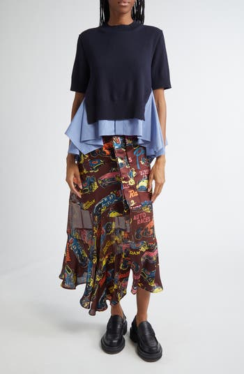 sacai 国内買付 Car Race / Tropical Print Skirt Sacai Race Car Print Belted Cargo Skirt | Nordstrom