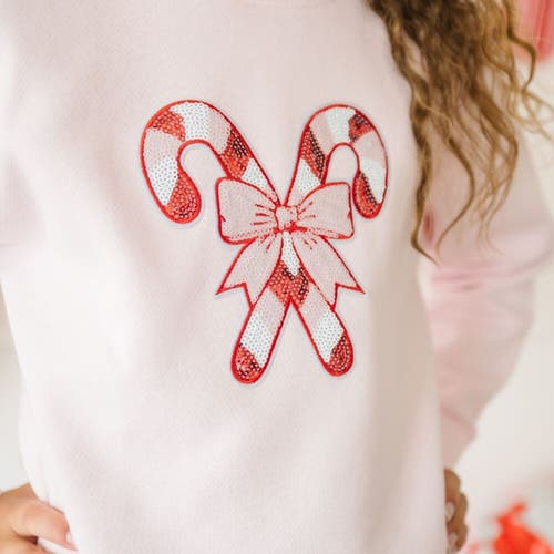 Sweet Wink Candy Cane Patch Christmas Sweatshirt In Pink