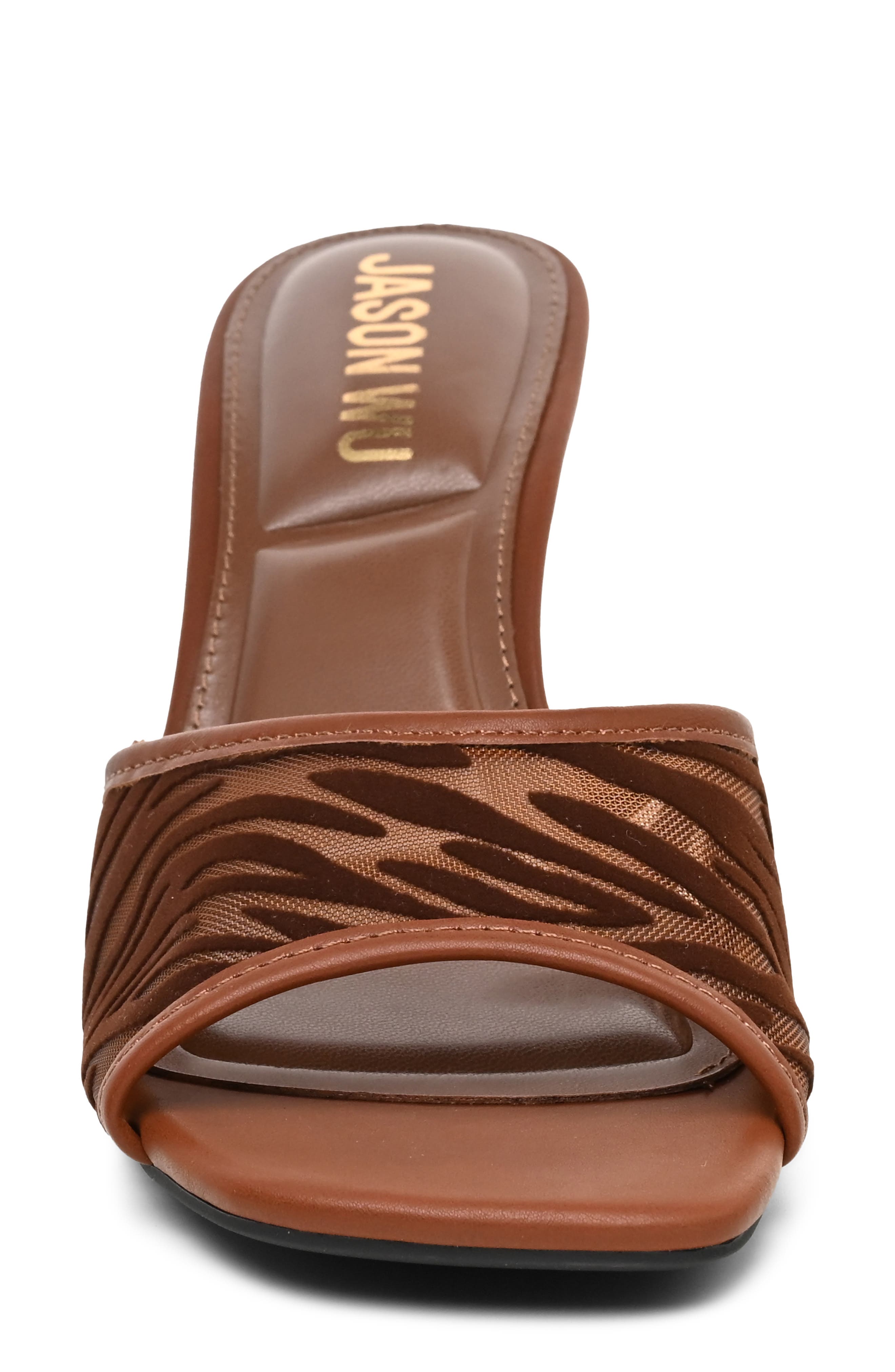 Caston Zebra Mesh Heeled Mule, Alternate, color, CHOCOLATE ZEBRA MESH