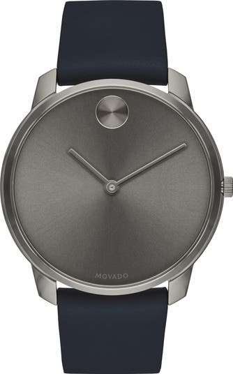 Bold Leather Strap Watch, 42mm