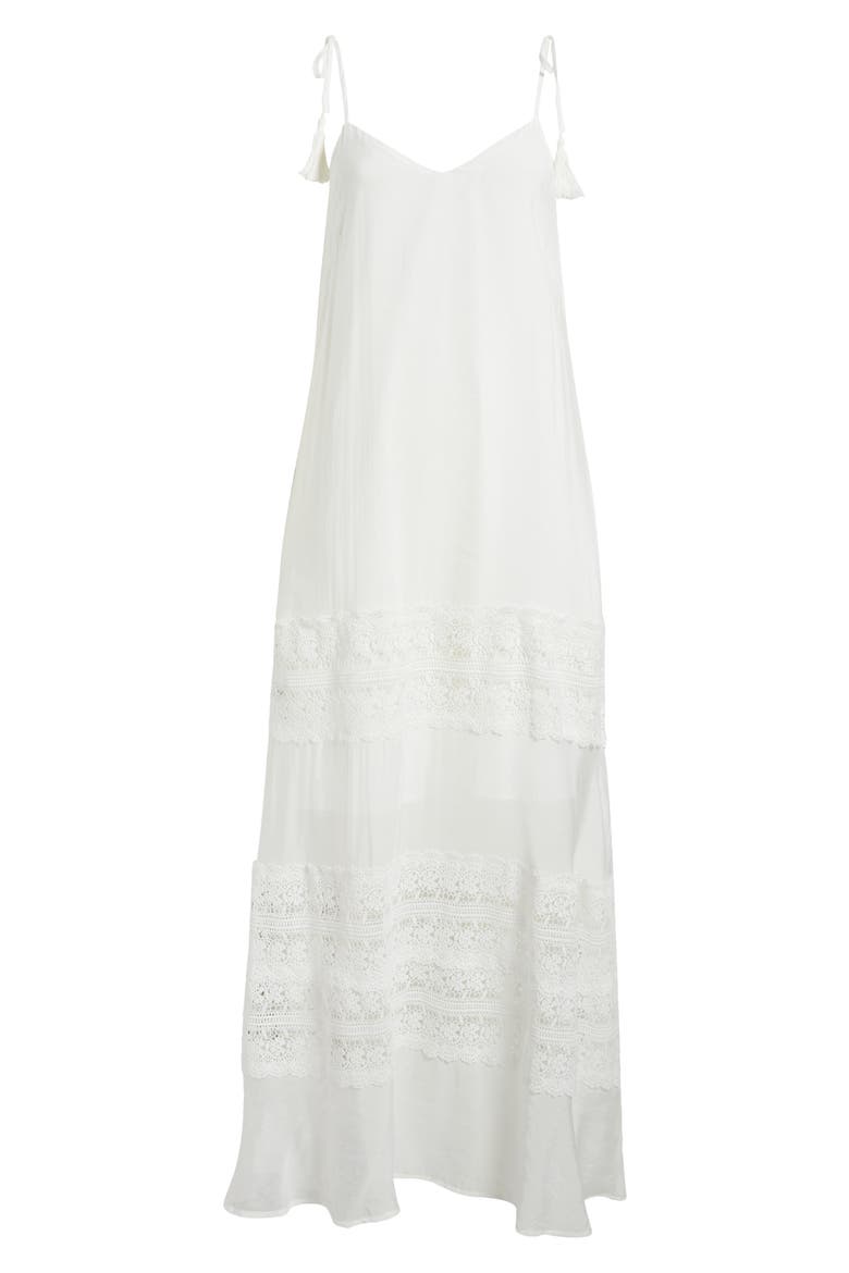 Lace Tie Strap Cover-Up Maxi Dress, Alternate, color, WHITE