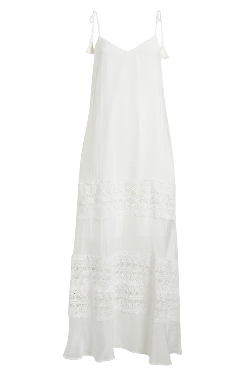 Elan Lace Tie Strap Cover-Up Maxi Dress, Alternate, color, White