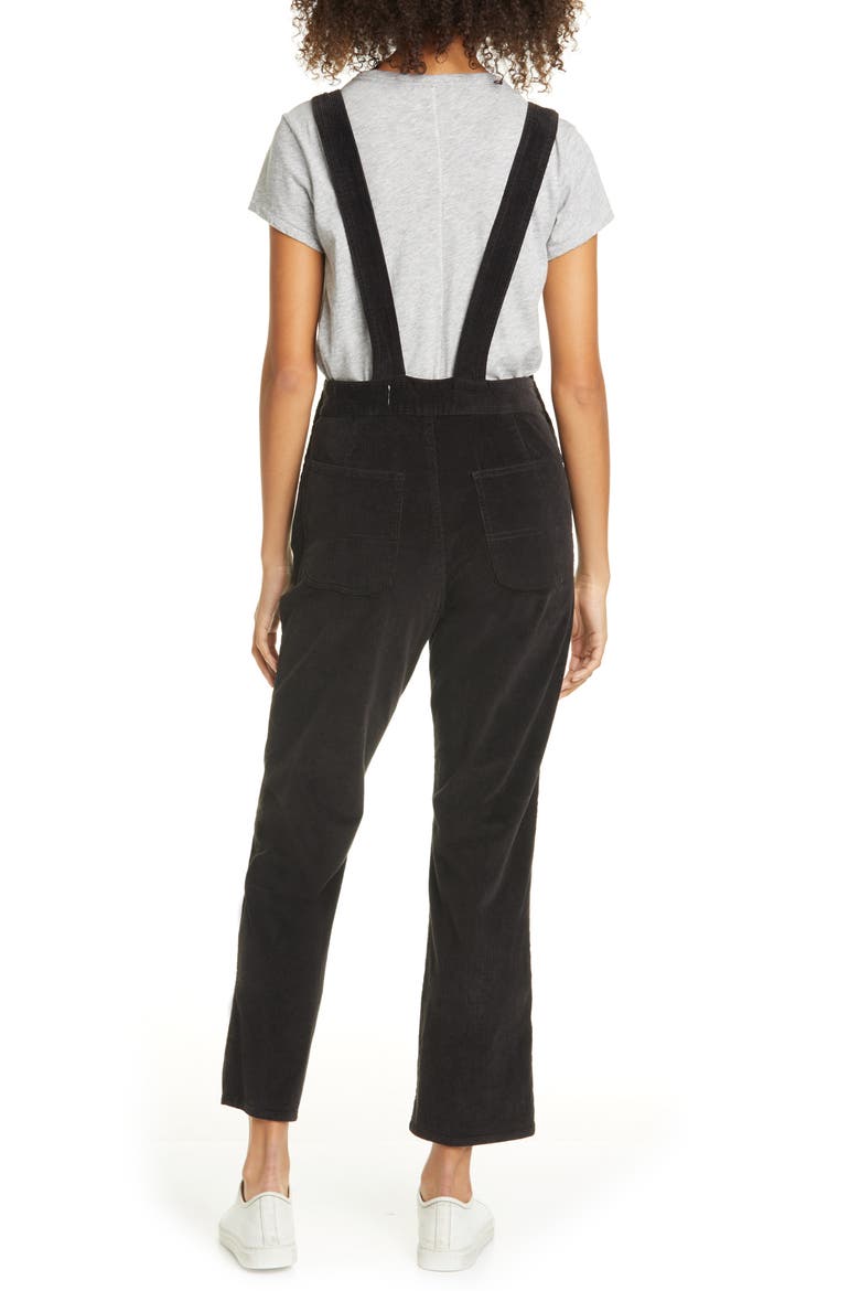 Ruth Straight Leg Corduroy Overalls, Alternate, color, BLACK