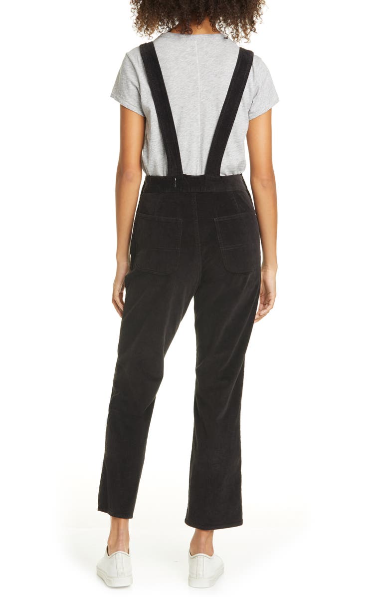 rag & bone Ruth Straight Leg Corduroy Overalls, Alternate, color, Black