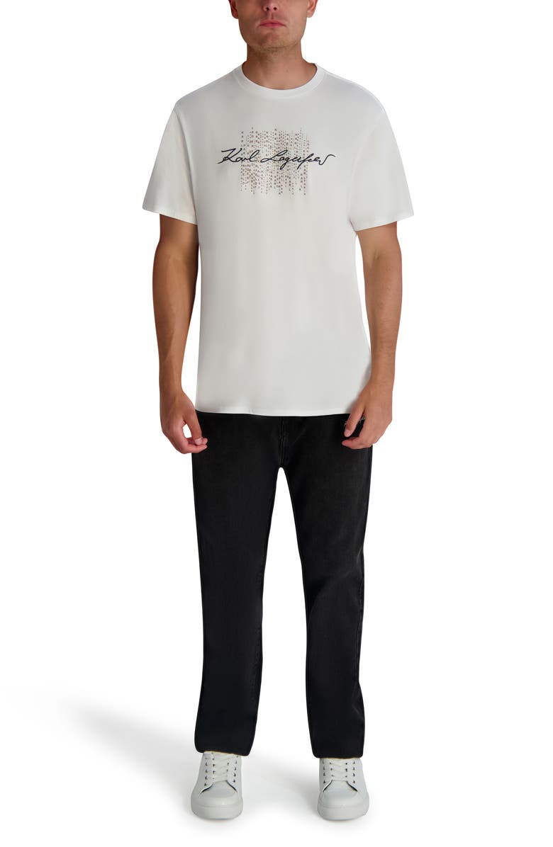 KARL LAGERFELD PARIS Printed Signature Graphic T-Shirt, Alternate, color, White