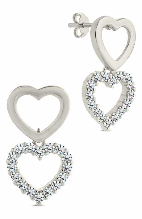 Sterling Forever Nerea Cubic Zirconia Heart Drop Earrings