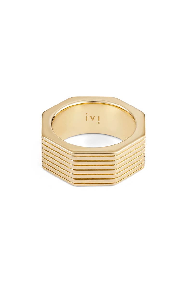 IVI Los Angeles Wide Octagon Band Ring, Alternate, color, Yellow Gold