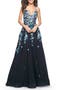 Gorgeous Sequin Floral Lace Applique A-Line Tulle Prom Dress
