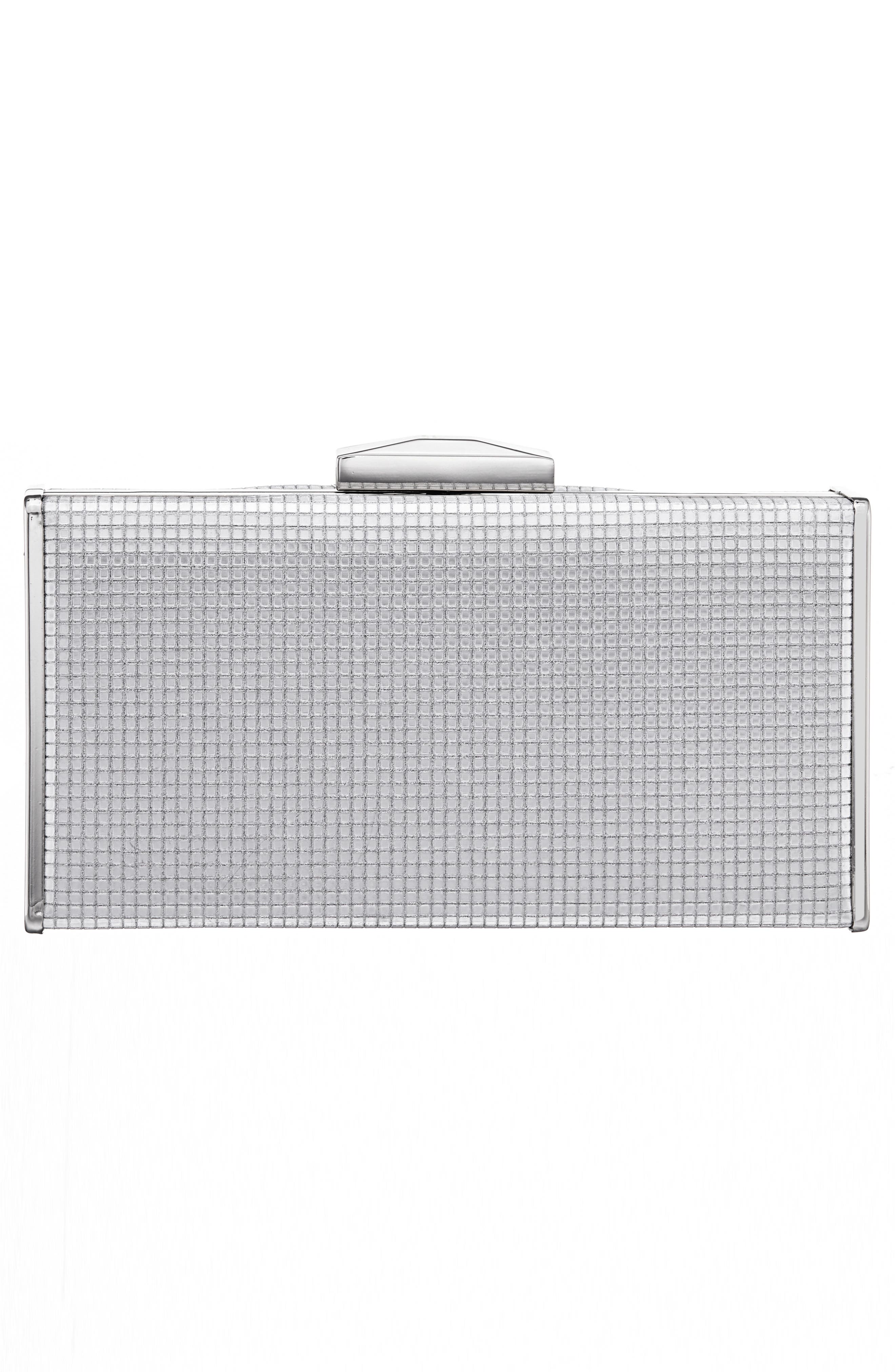 Nina Hillery Frame Clutch, Alternate, color, Silver