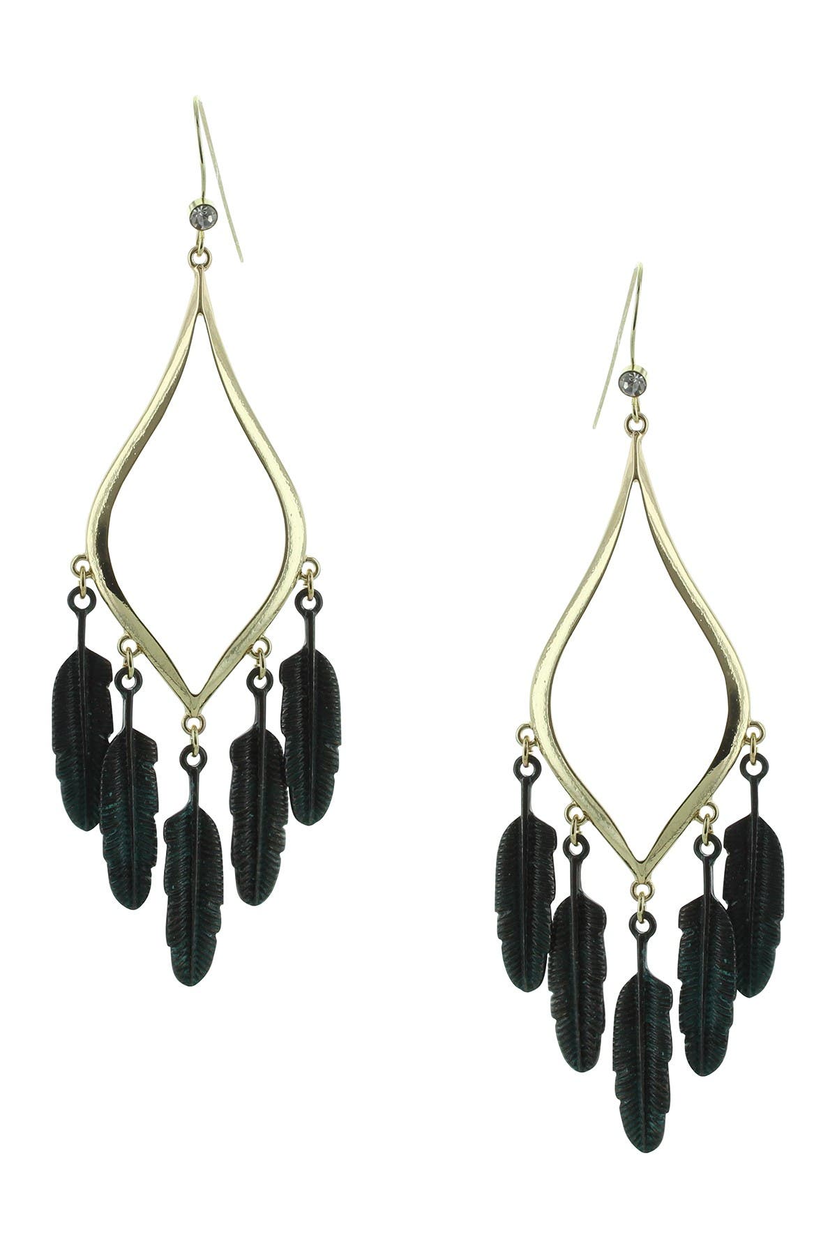 Patina Feather Drop Earrings