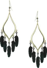 OLIVIA WELLES Patina Feather Drop Earrings