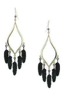 Patina Feather Drop Earrings