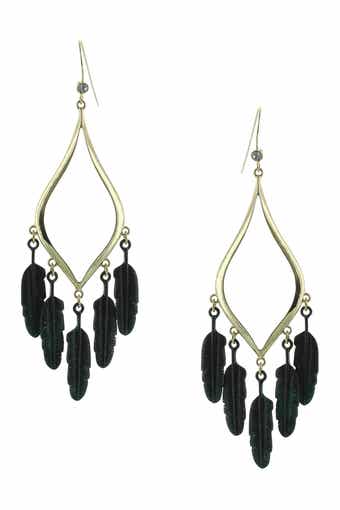 Patina Feather Drop Earrings