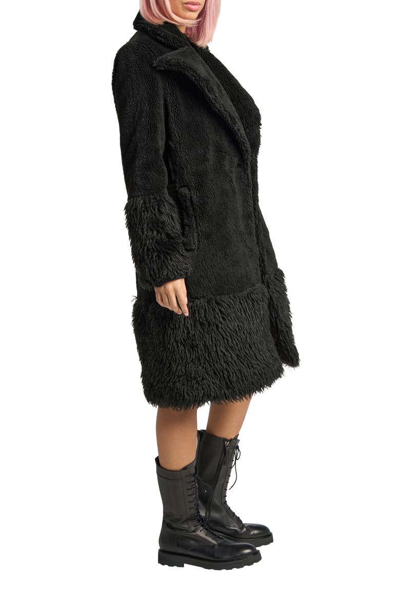 Long Teddy Coat, Alternate, color, BLACK