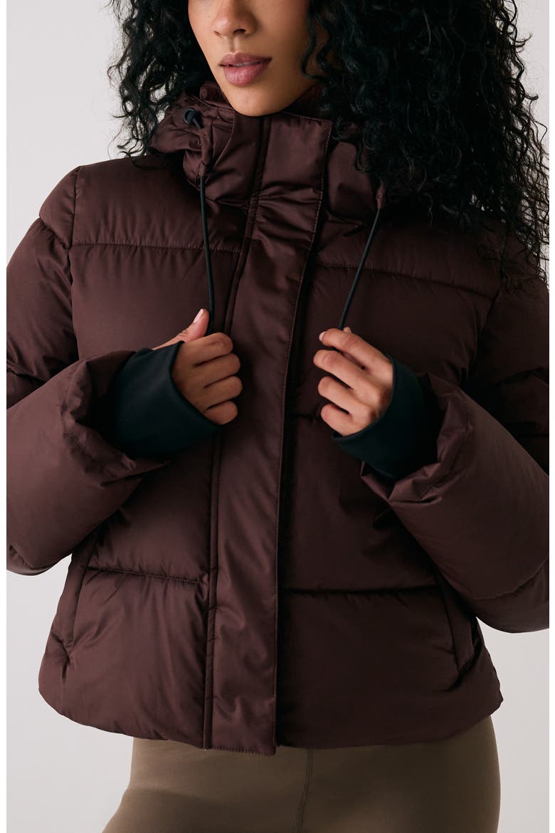 London Waterproof 700 Fill Power Hooded Down Crop Puffer Jacket, Main, color, JAVA