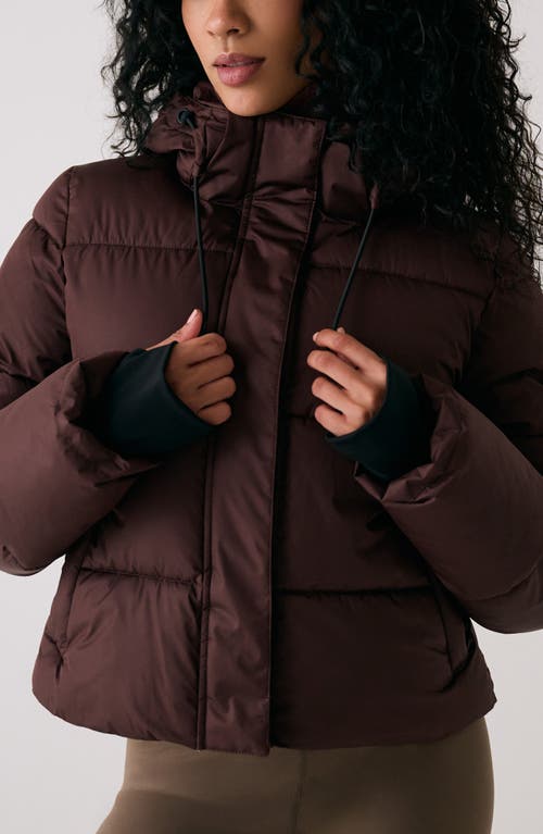 Lole London Waterproof 700 Fill Power Hooded Down Crop Puffer Jacket In Brown