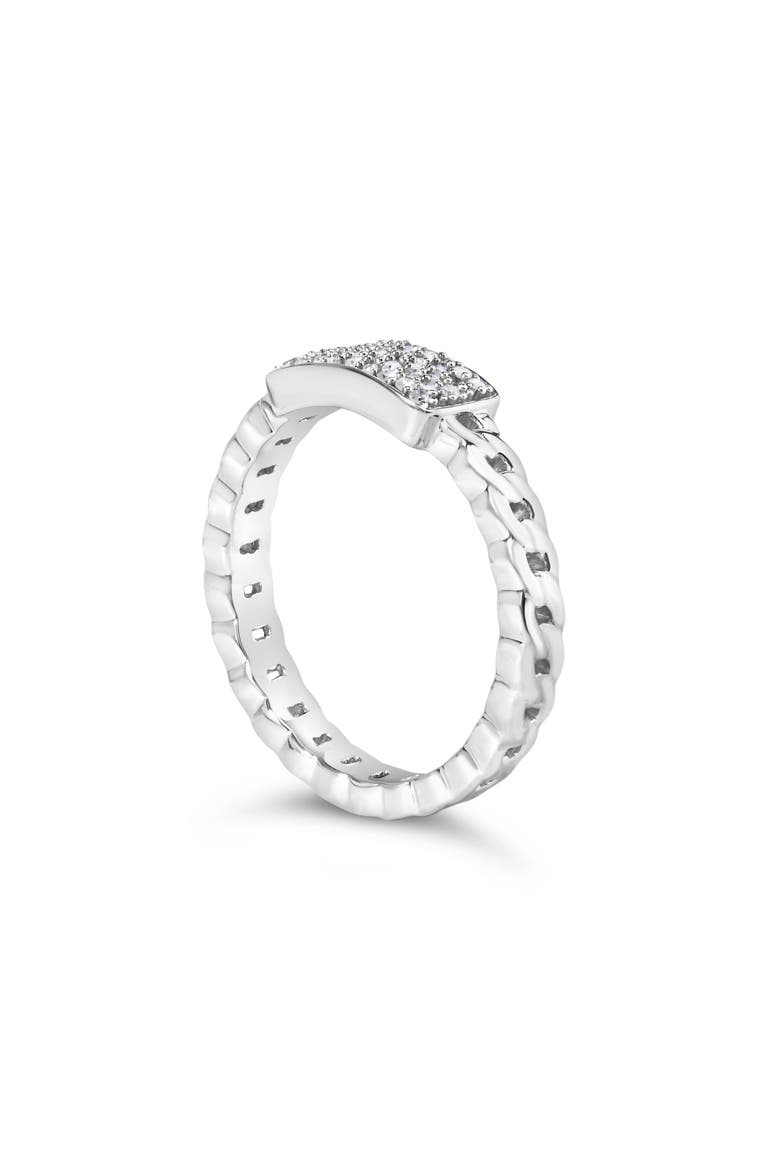 Silver 1/5 Cttw Diamond ID and Cuban Link Band Ring, Alternate, color, Silver
