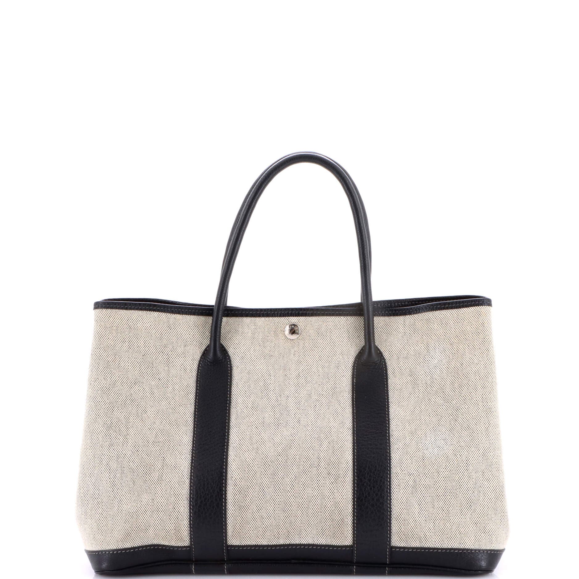 Pre-Owned Hermes Garden Party Tote Toile and Leather 36, Alternate, color, Noir
