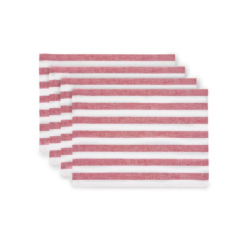 Linen Placemats Set of 4, 14 x 19 Inch for Dining Table, Holiday and Everyday Table Decor - Sorrento Stripe