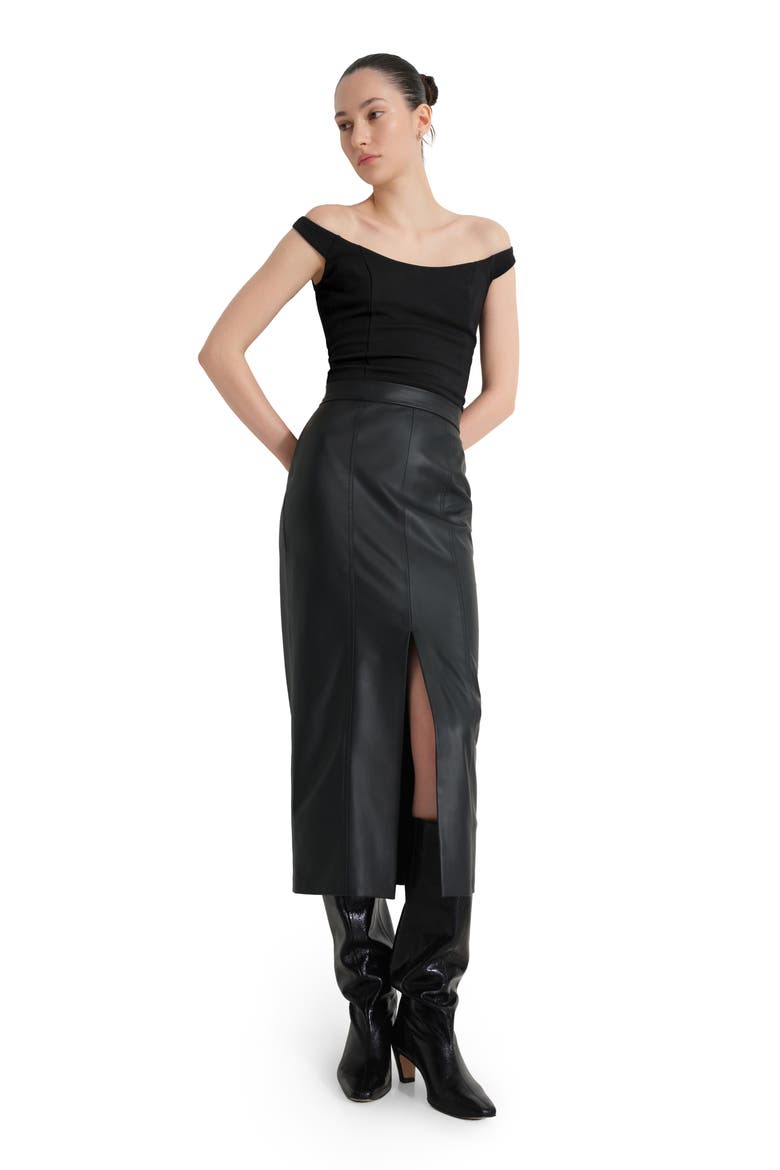 Nerida Faux Leather Maxi Skirt, Alternate, color, BLACK