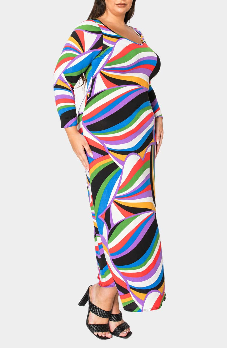 L I V D Ezra Print Long Sleeve Maxi Dress, Alternate, color, Vibrant