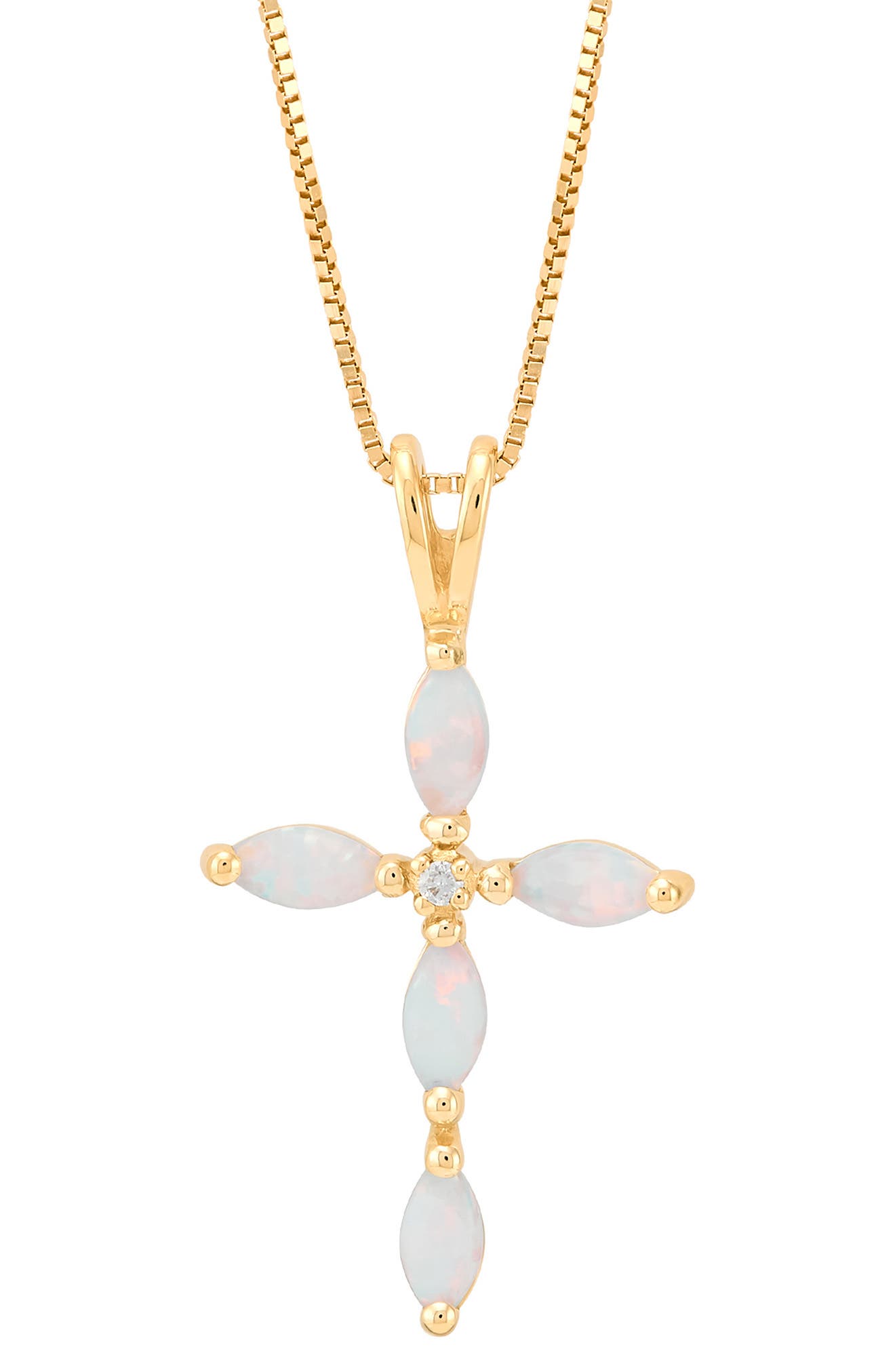 Frankie & Zoe Diamond & Opal Cross Pendant Necklace