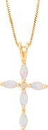 Frankie & Zoe Diamond & Opal Cross Pendant Necklace