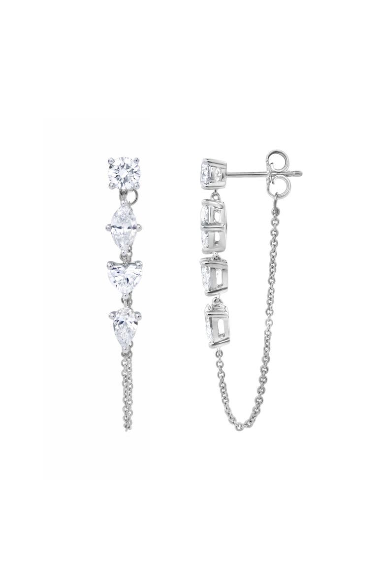 Elenya 14K Gold Lab Grown Diamond Drop Earrings - 2 Ct, Alternate, color, 14K White Gold