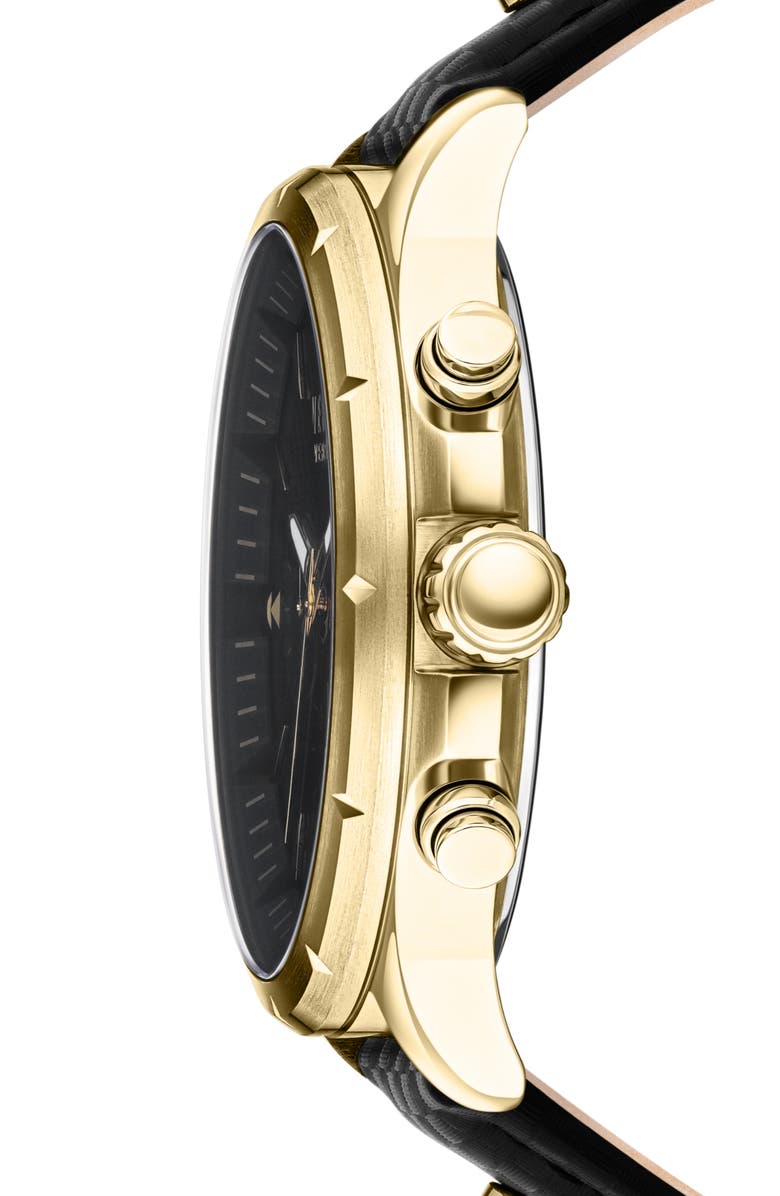 VERSUS Versace Lion Chronograph Leather Strap Watch, 45mm, Alternate, color,