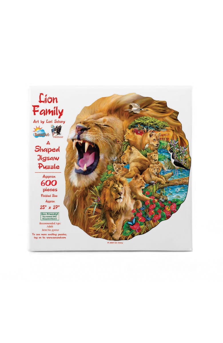 Sunsout Lion Family 600 piece Jigsaw Puzzle for Adults Special Shape, Alternate, color, Multicolor