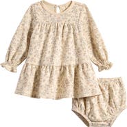 QUINCY MAE Stretch Organic Cotton Tiered Dress & Bloomers Set
