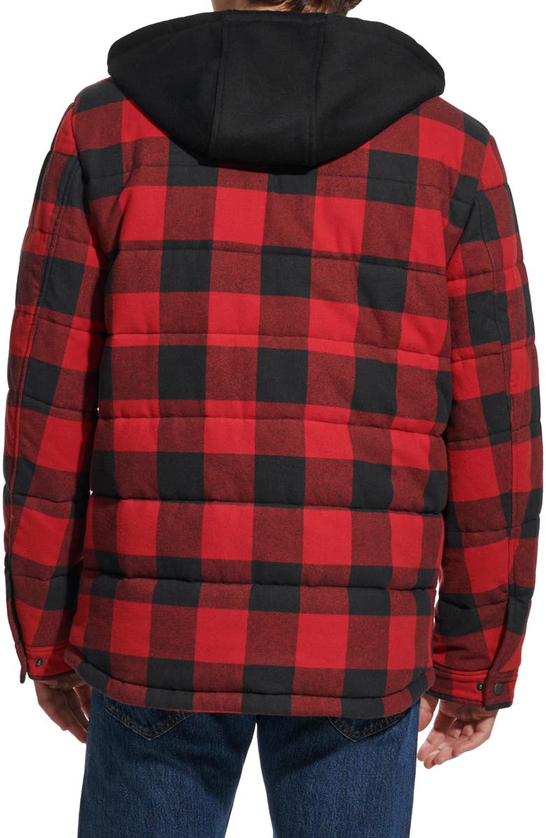 Levi's<sup>®</sup> Quilted Plaid Hooded Shacket, Alternate, color, Red Black