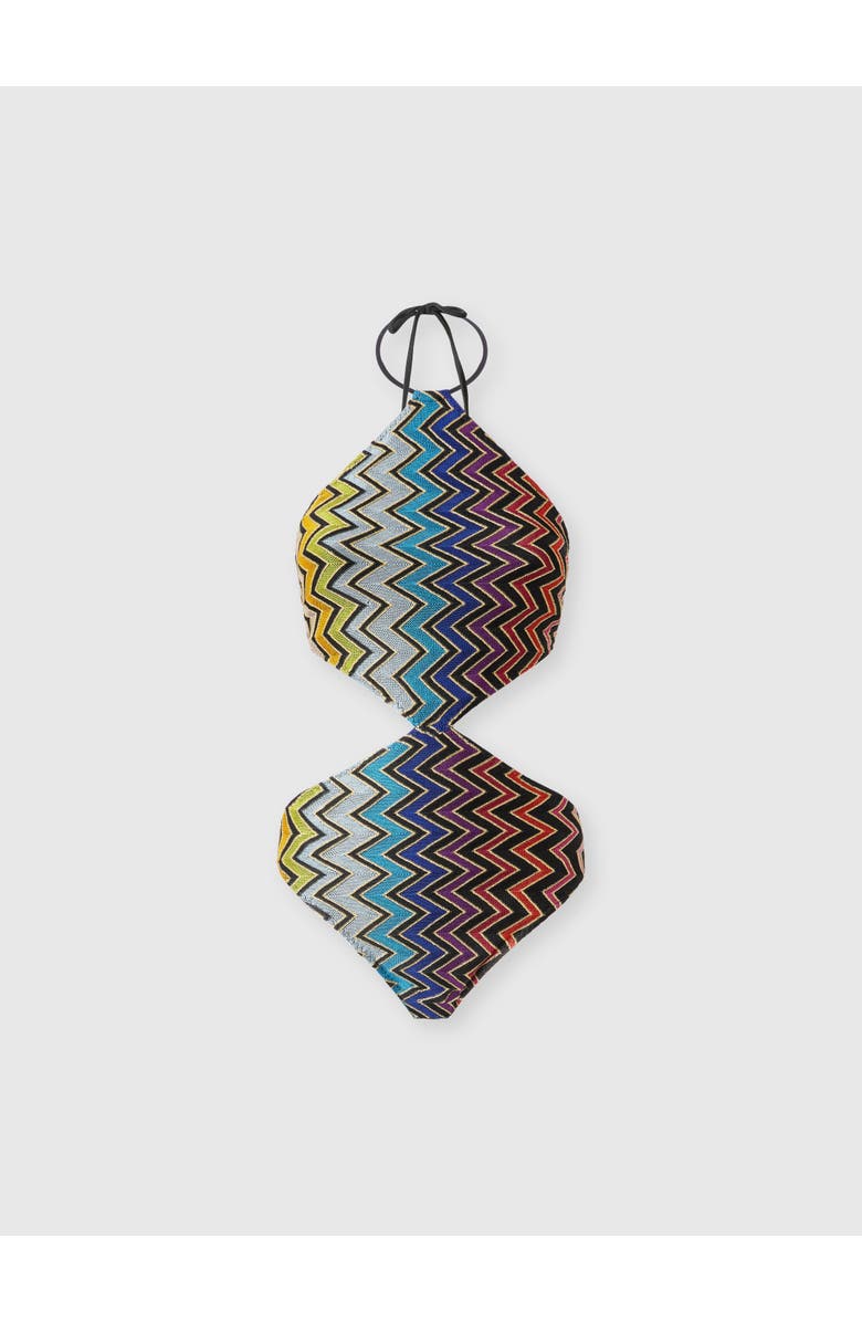 Missoni Geometric One-piece Swimsuit With Neck Tie, Main, color, Multicoloured