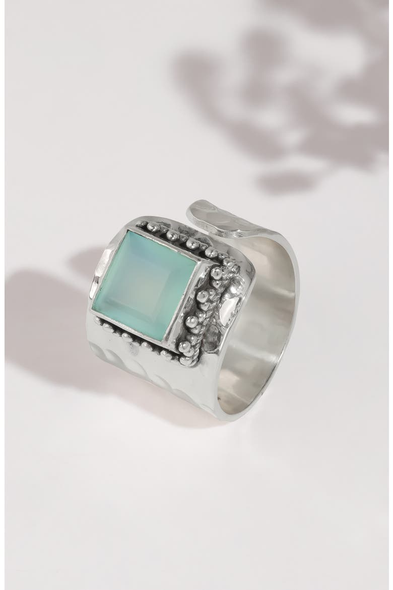 Chalcedony Silver Plated Ring, Alternate, color, BLUE