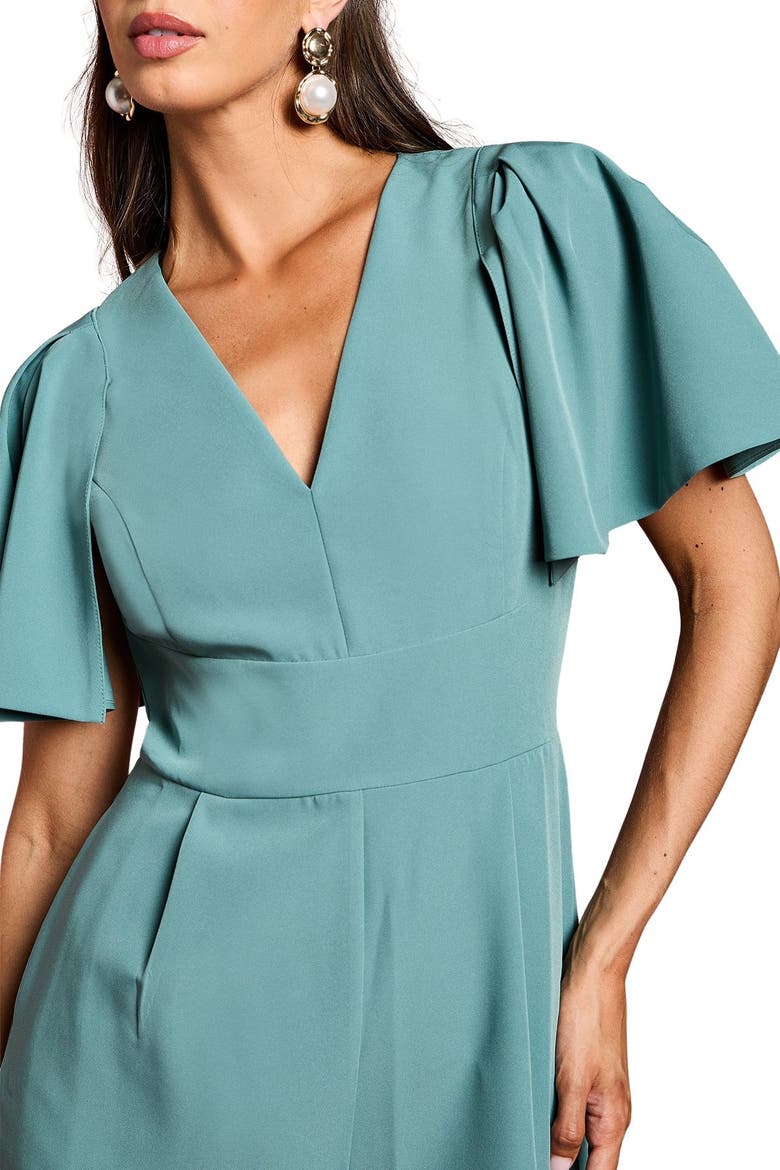 Flutter Sleeve Plunge Jumpsuit, Alternate, color, Sage