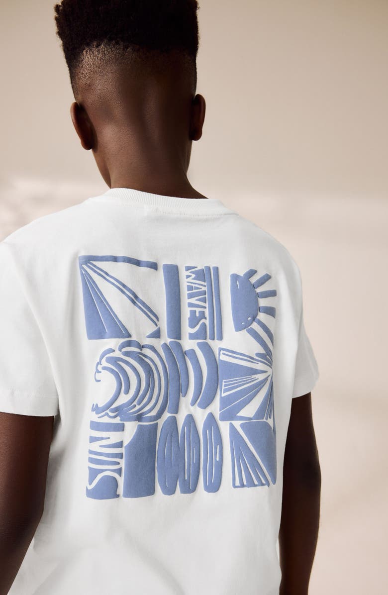 NEXT Kids' T-Shirt & Drawstring Shorts Set, Alternate, color, White/ Blue Surf