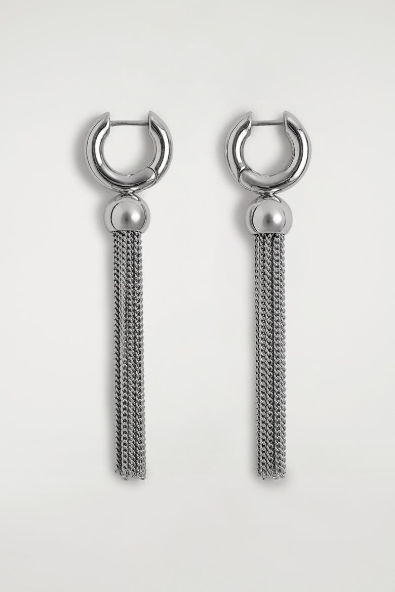 Tasselled Earrings, Alternate, color, SILVER