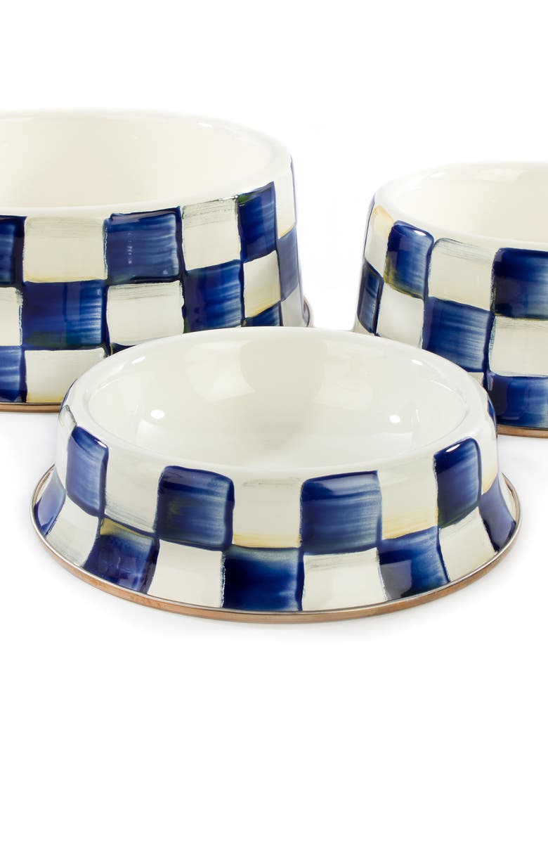 MACKENZIE CHILDS Royal Check Cat Dish, Alternate, color, Royal