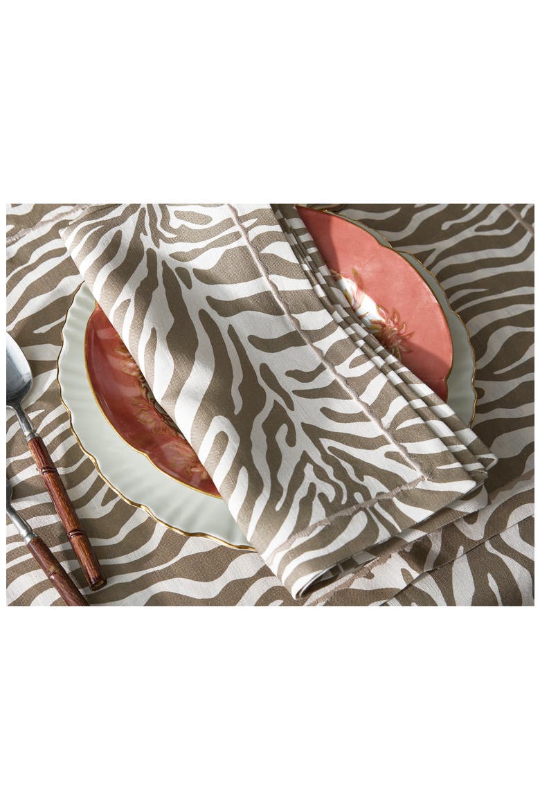 Regine Set of 4 Linen Zebra Stripe Linen Placemats, Alternate, color, COCONUT