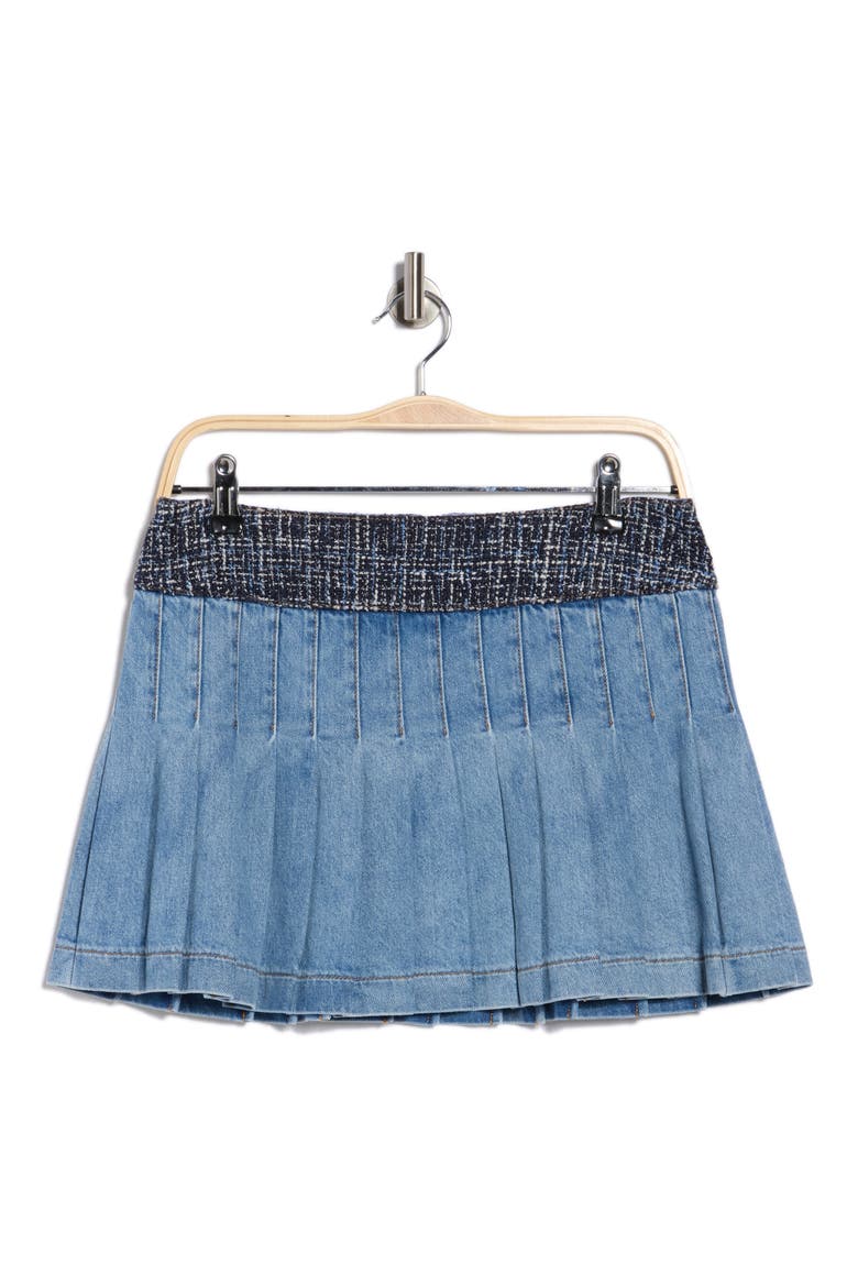 Mera Pleated Denim Miniskirt, Alternate, color, CELINE VINTAGE