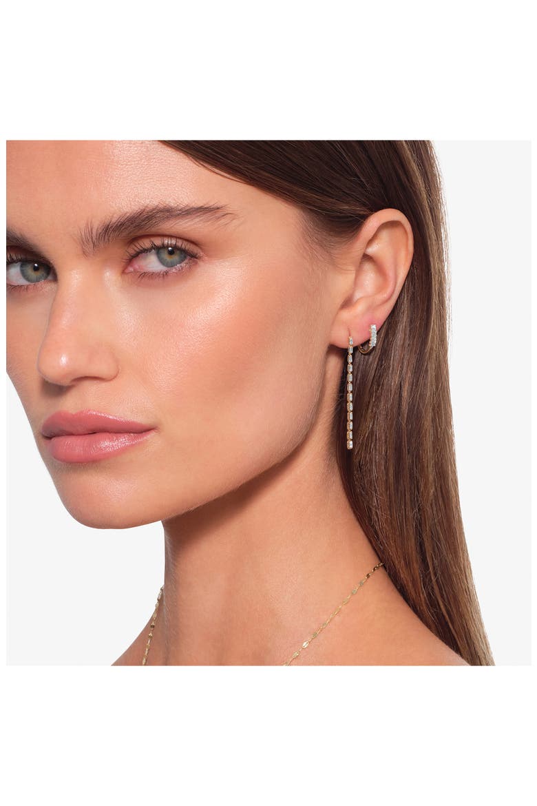 14K Gold Baguette Diamond Tennis Earrings, Alternate, color, YELLOW GOLD