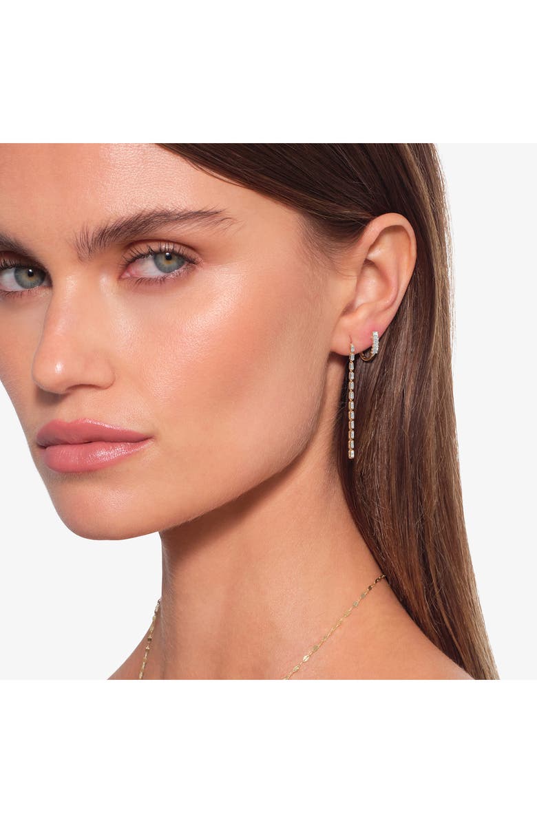 LANA 14K Gold Baguette Diamond Tennis Earrings, Alternate, color, Yellow Gold