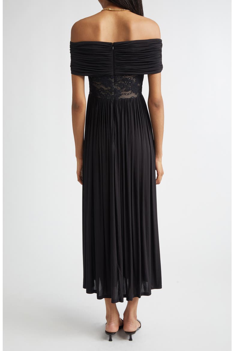 Rebellion Lace Inset Off the Shoulder Draped Dress, Alternate, color, BLACK
