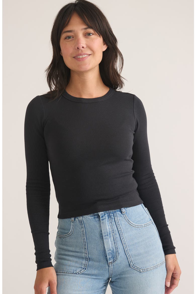 Lexi Sun-In Rib Long Sleeve T-Shirt, Alternate, color, BLACK