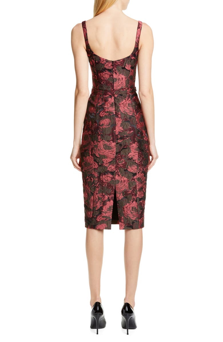 Michael Kors Collection Belted Stretch Jacquard Sheath Dress, Alternate, color,