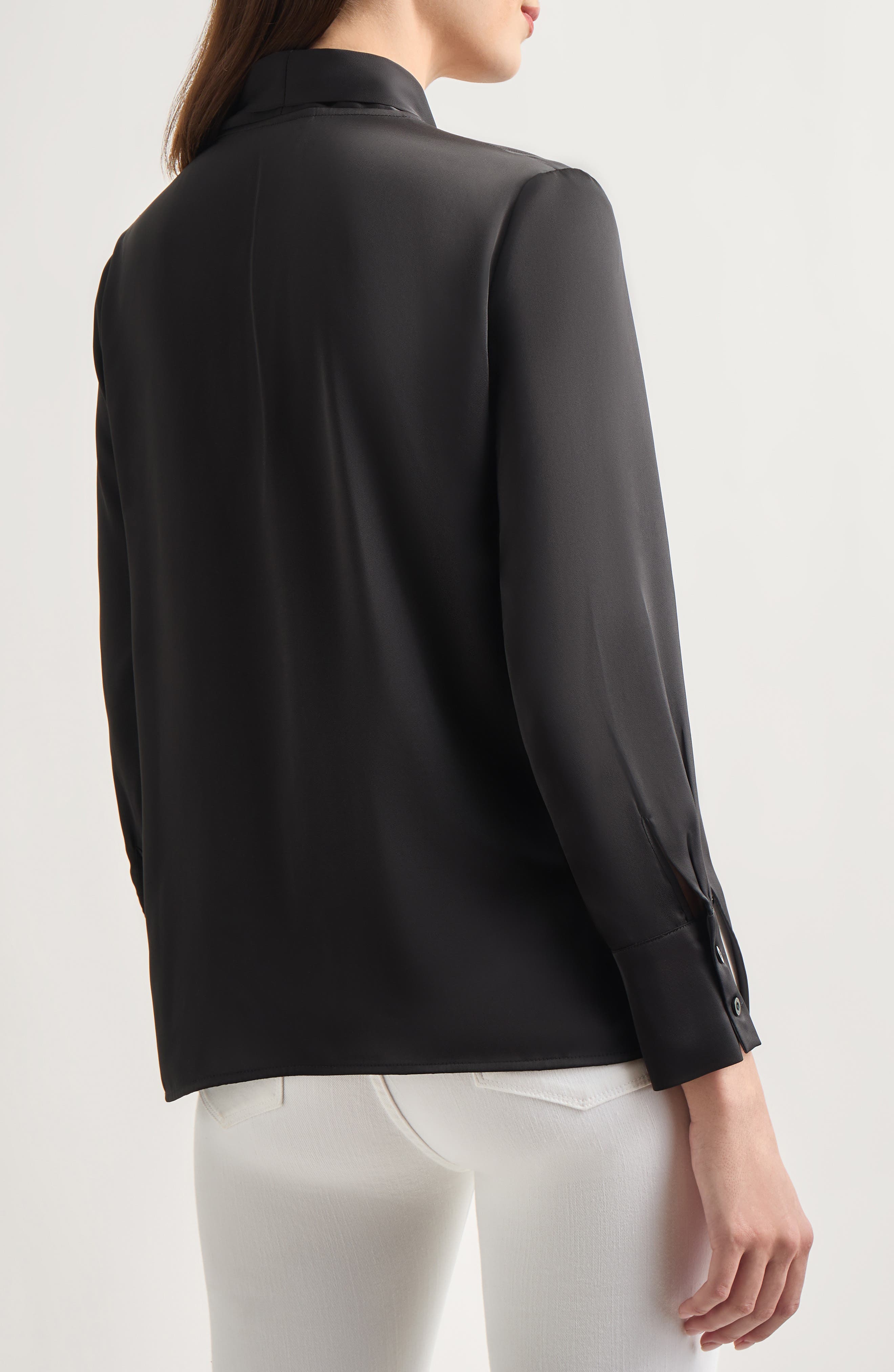 Tie Neck Crepe de Chine Blouse - image 2