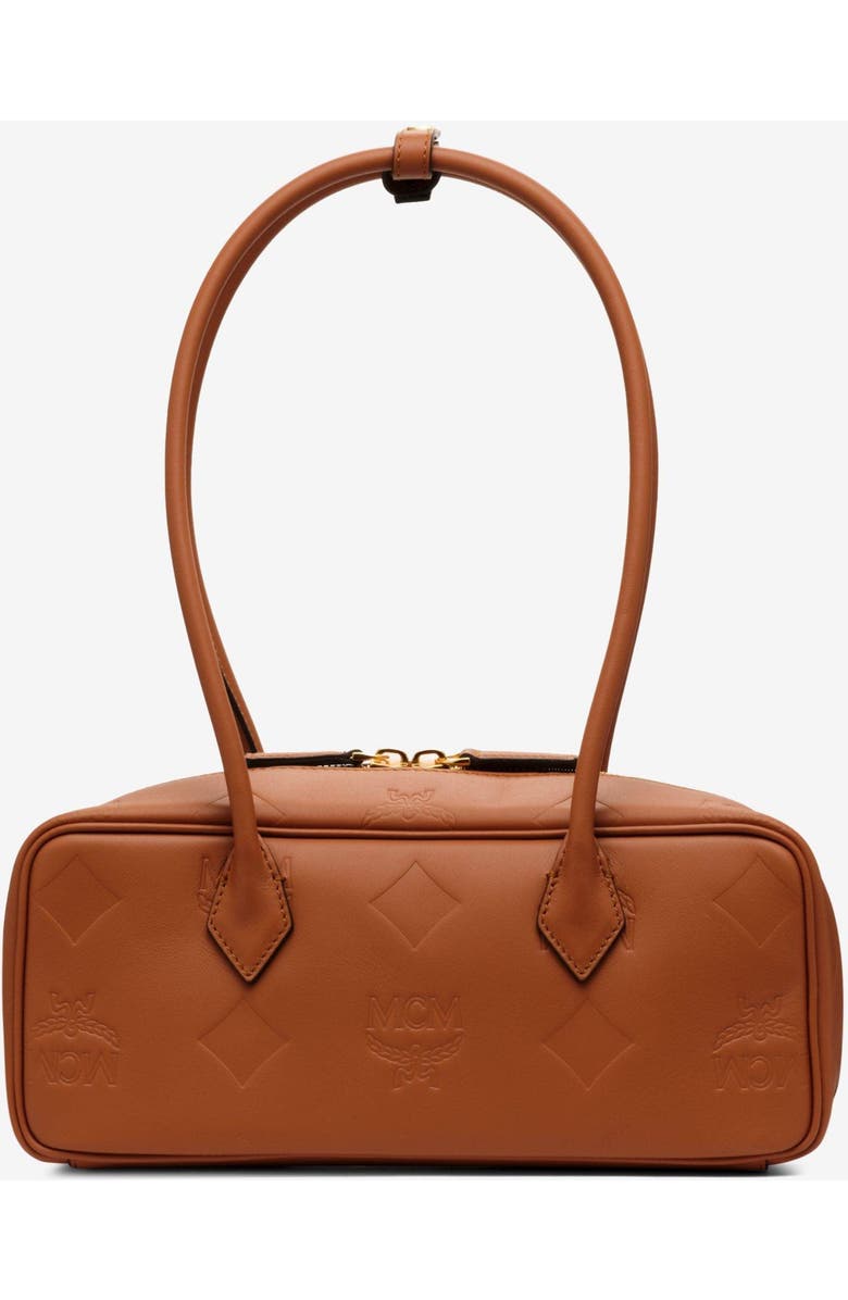MCM Small Aren East West Shoulder Bag in Maxi Monogram Leather, Alternate, color, Mocha Bisque