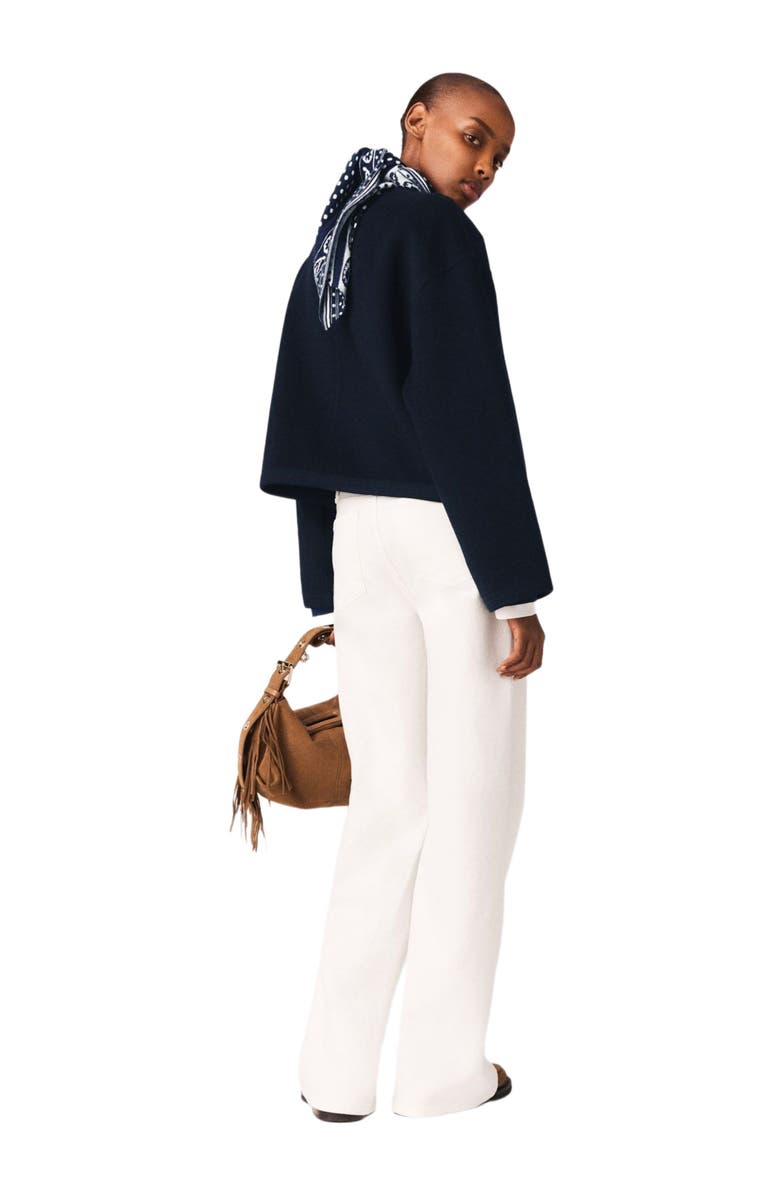 maje Double-faced jacket, braided trim, Alternate, color, Navy