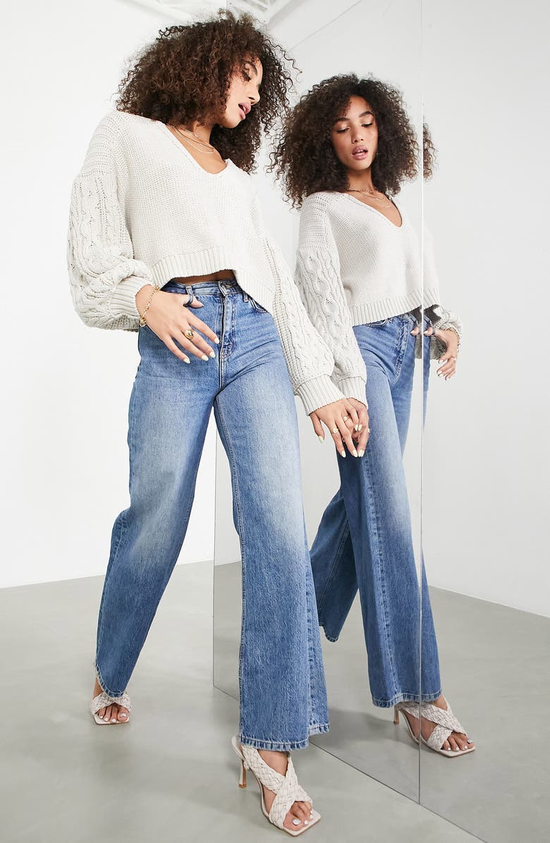 ASOS DESIGN Slouchy V-Neck Sweater, Alternate, color, 