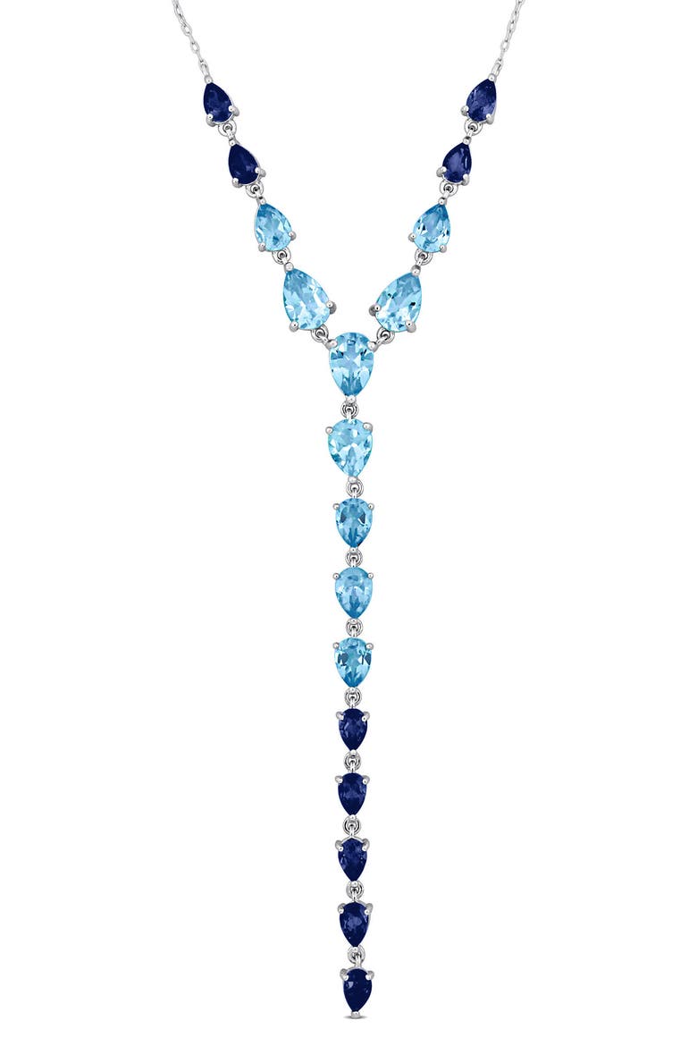 Teardrop Y Necklace, Main, color, BLUE